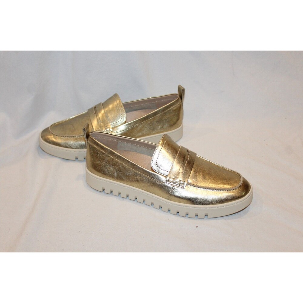 VIONIC WOMEN'S UPTOWN LEATHER SLIP ON LOAFERS GOLD NEW 12